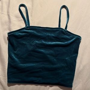Green velvet crop tank top, Forever 21